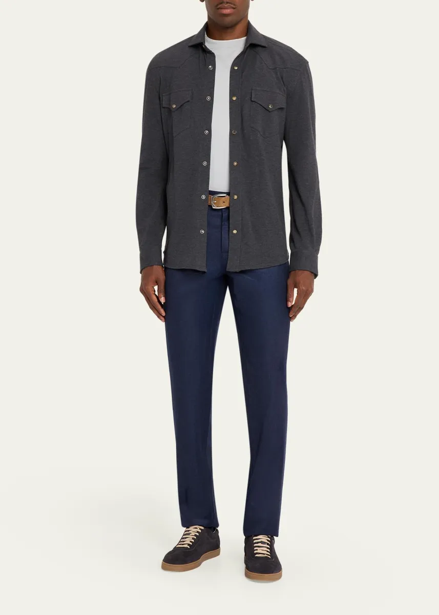 Brunello Cucinelli Men's Flannel Tapered Leg Five-Pocket Pants | Thumbnail 6