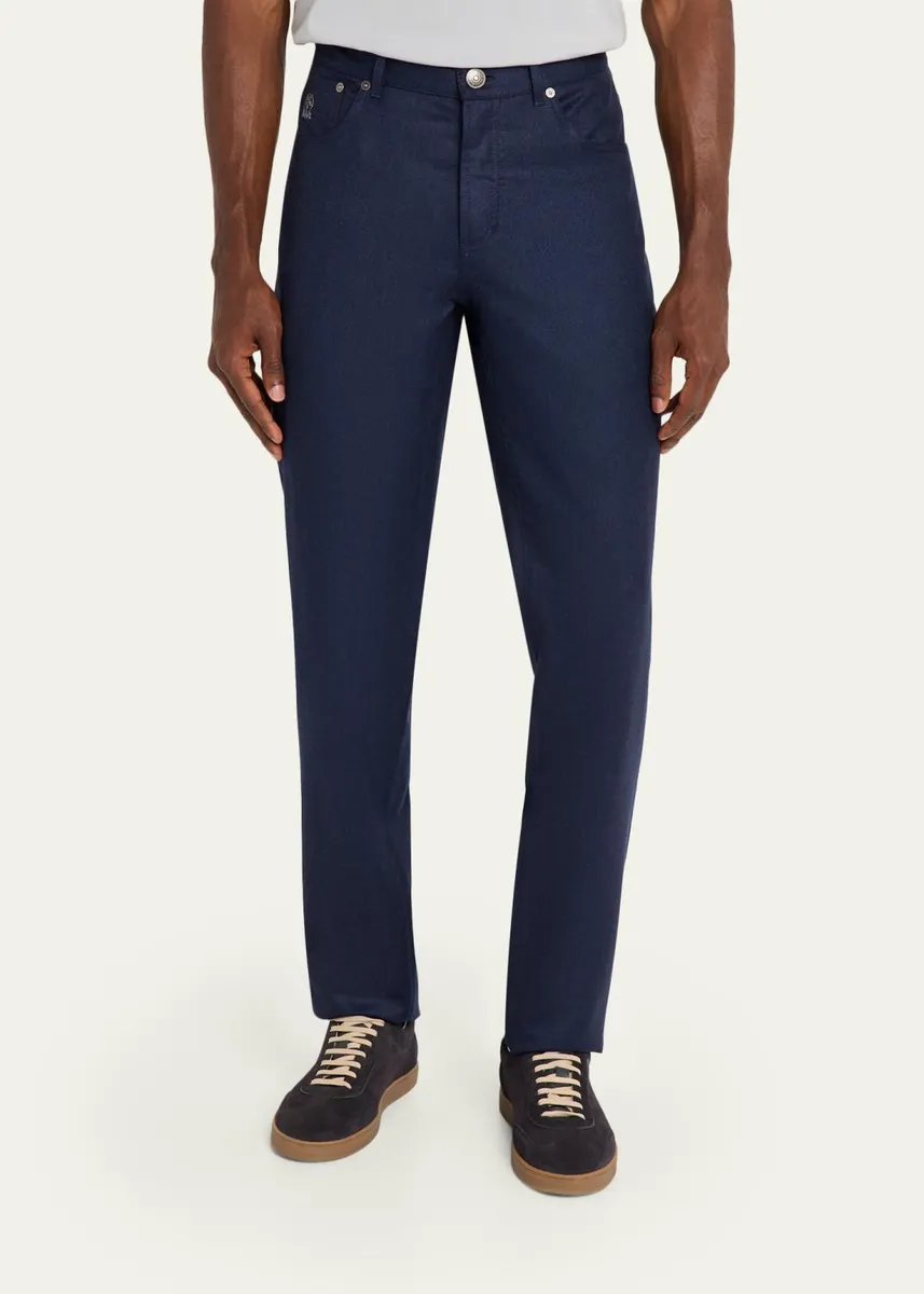 Brunello Cucinelli Men's Flannel Tapered Leg Five-Pocket Pants | Thumbnail 8