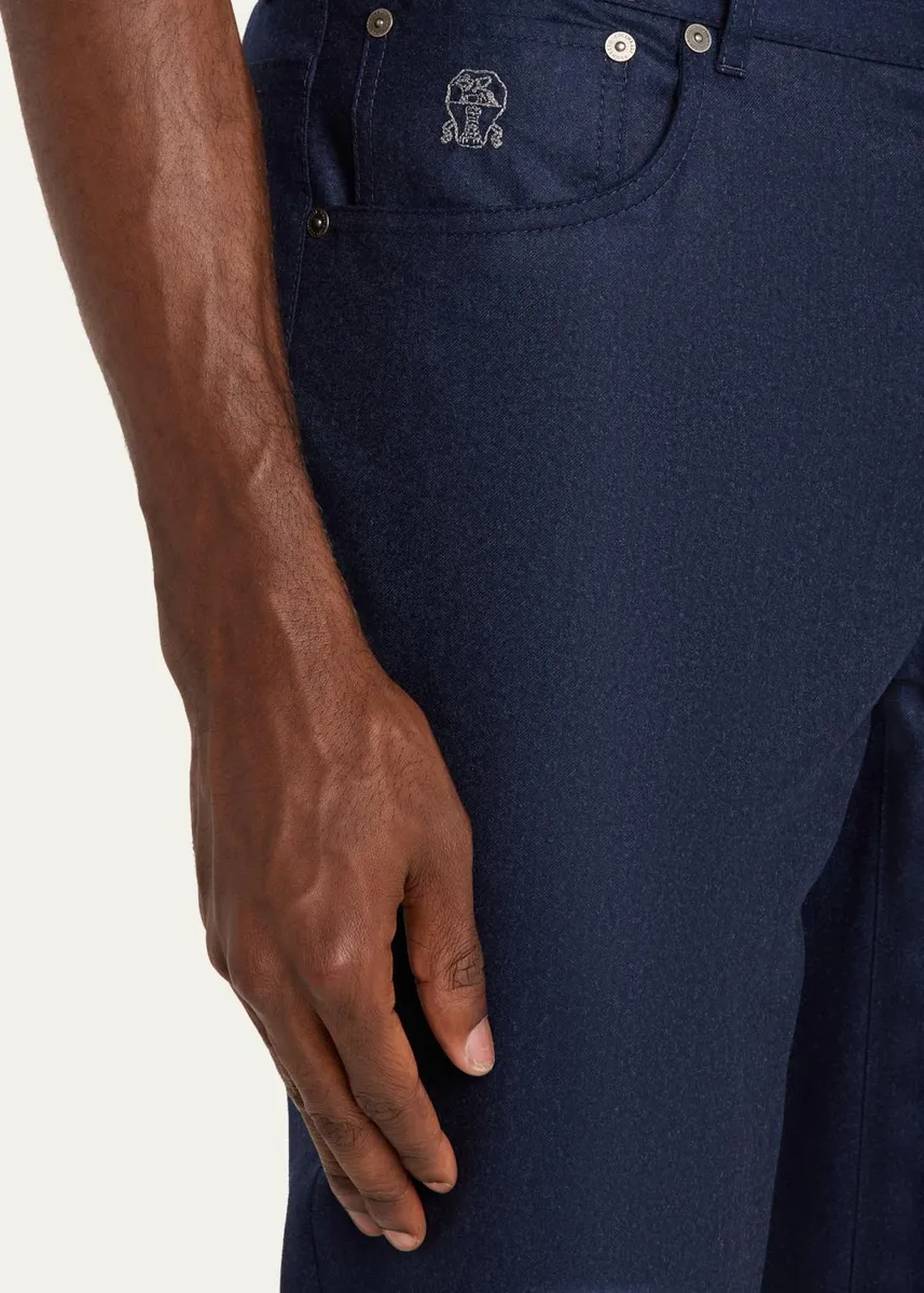 Brunello Cucinelli Men's Flannel Tapered Leg Five-Pocket Pants | Thumbnail 9