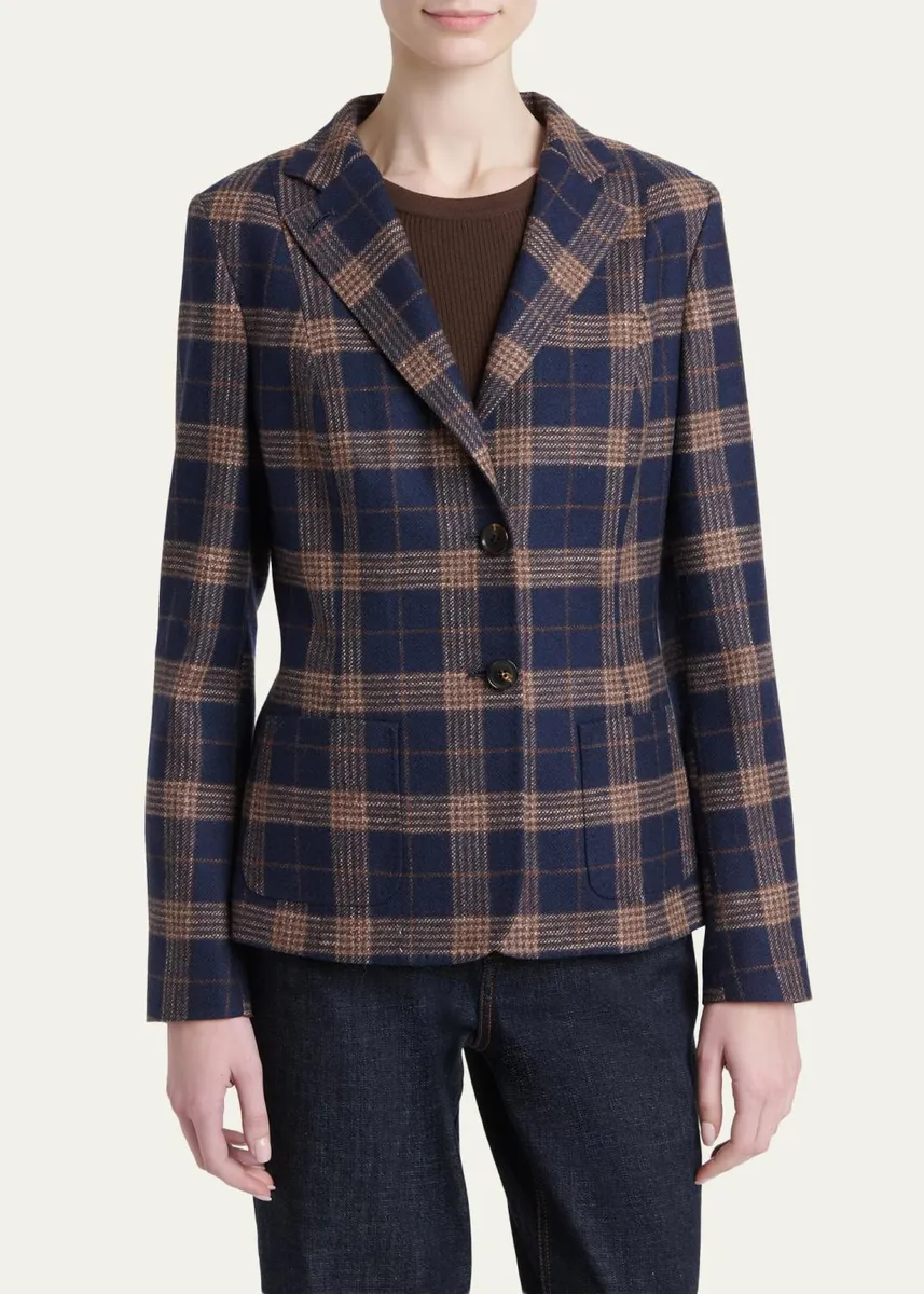 Kiton Plaid Single-Breasted Blazer | Thumbnail 4 Kiton Plaid Single-Breasted Blazer | Thumbnail 4