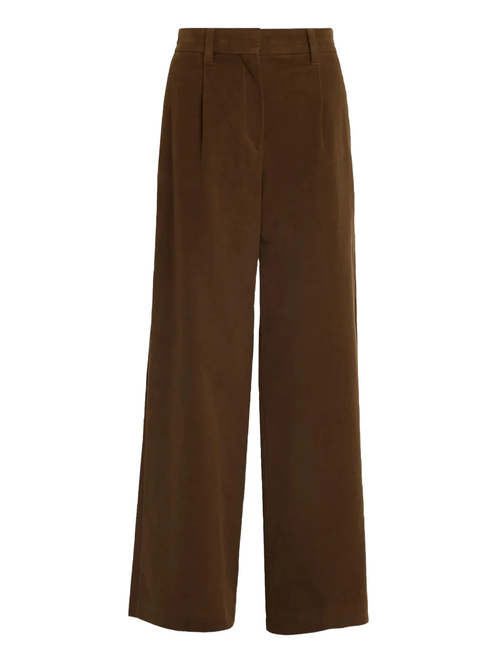 Brunello Cucinelli Pleated Stretch Moleskin Wide-Leg Trousers