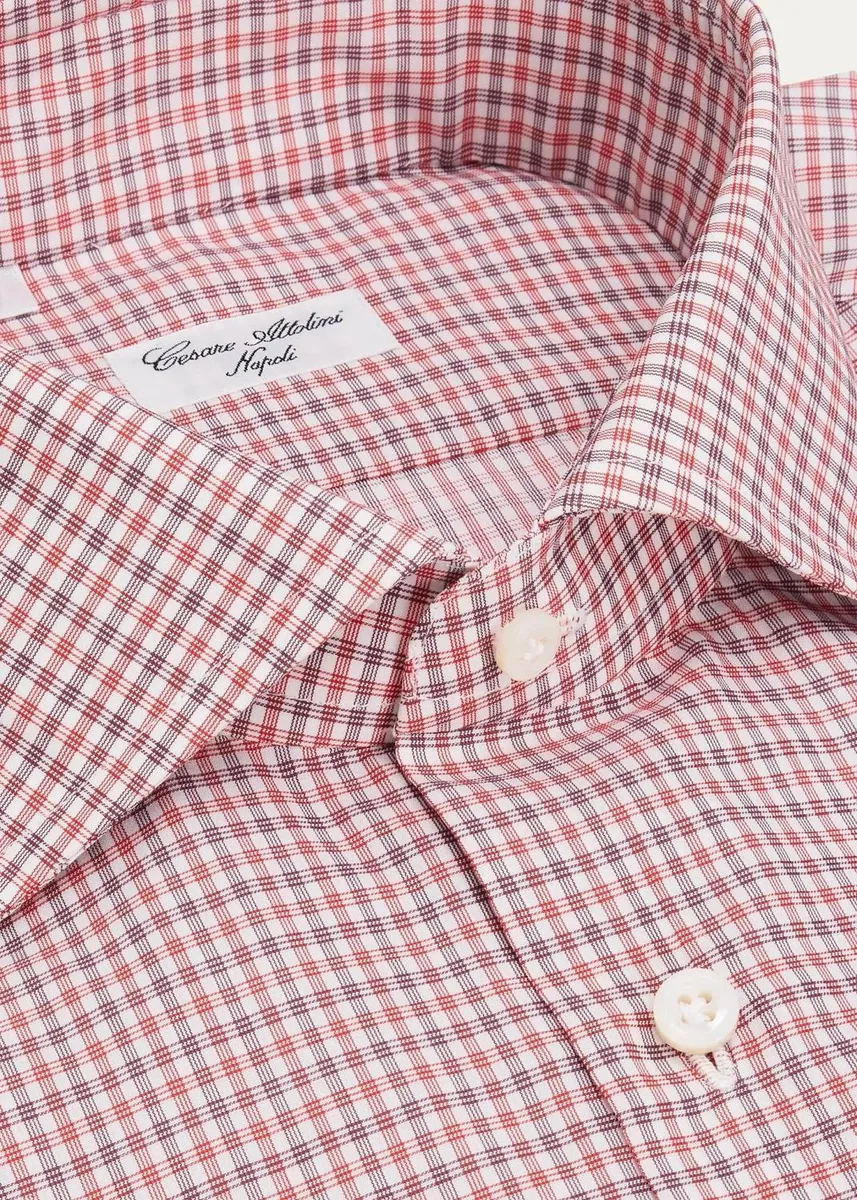 Cesare Attolini Men's Checked Cotton Dress Shirt | Thumbnail 2 Cesare Attolini Men's Checked Cotton Dress Shirt | Thumbnail 2