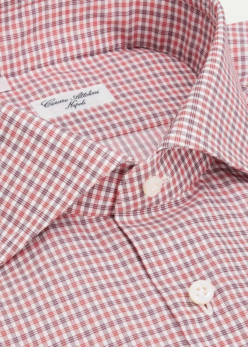 Cesare Attolini Men's Checked Cotton Dress Shirt | Thumbnail 3 Cesare Attolini Men's Checked Cotton Dress Shirt | Thumbnail 3