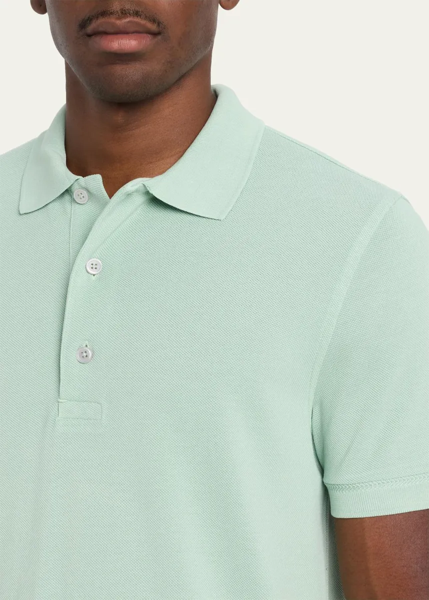Tom Ford Men's Lyocell Pique Polo Shirt | Thumbnail 9 Tom Ford Men's Lyocell Pique Polo Shirt | Thumbnail 9