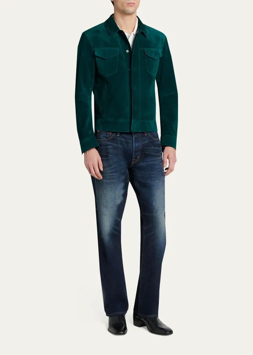 Tom Ford Men's Suede Snap-Front Western Jacket | Thumbnail 2