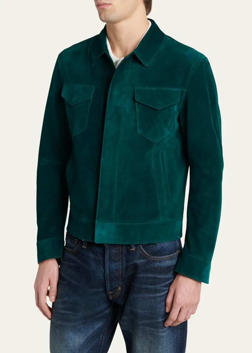 Tom Ford Men's Suede Snap-Front Western Jacket | Thumbnail 4