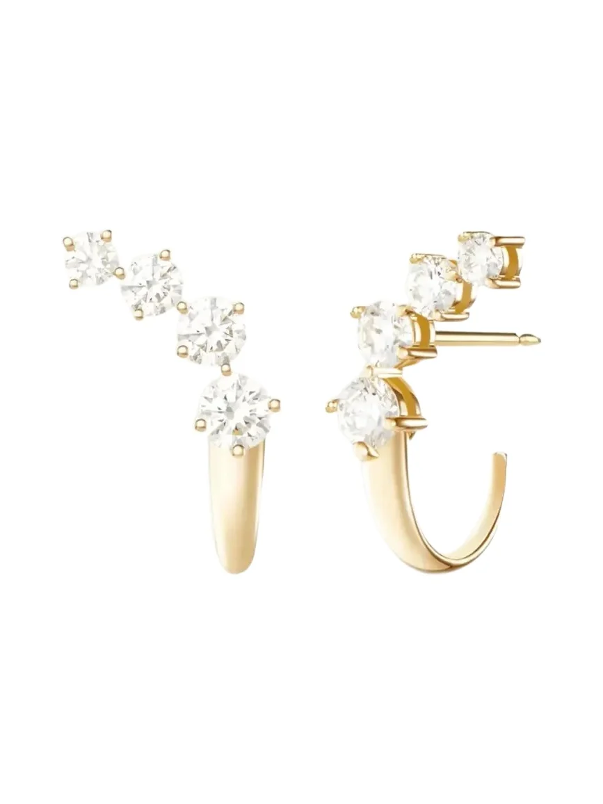 18K Yellow Gold Aria Dagger Huggie Earrings with Diamonds 18K Yellow Gold Aria Dagger Huggie Earrings with Diamonds