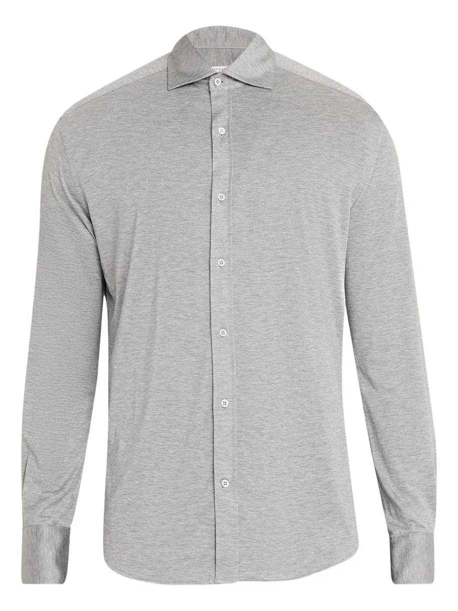 Men's Silk and Cotton Jersey Long-Sleeve Polo Shirt Men's Silk and Cotton Jersey Long-Sleeve Polo Shirt