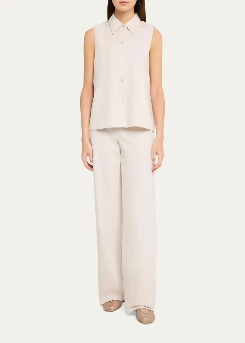 Vince Sleeveless Buttoned Poplin Top | Thumbnail 2