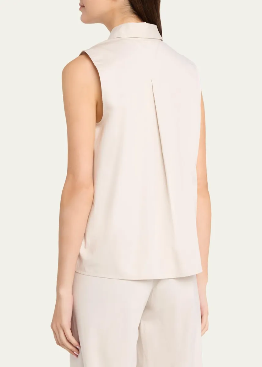 Vince Sleeveless Buttoned Poplin Top | Thumbnail 3