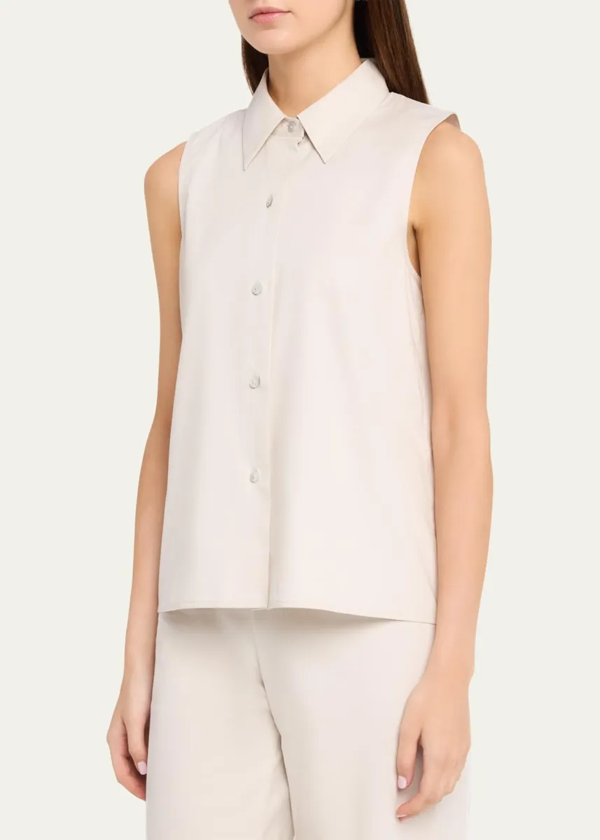 Vince Sleeveless Buttoned Poplin Top | Thumbnail 4