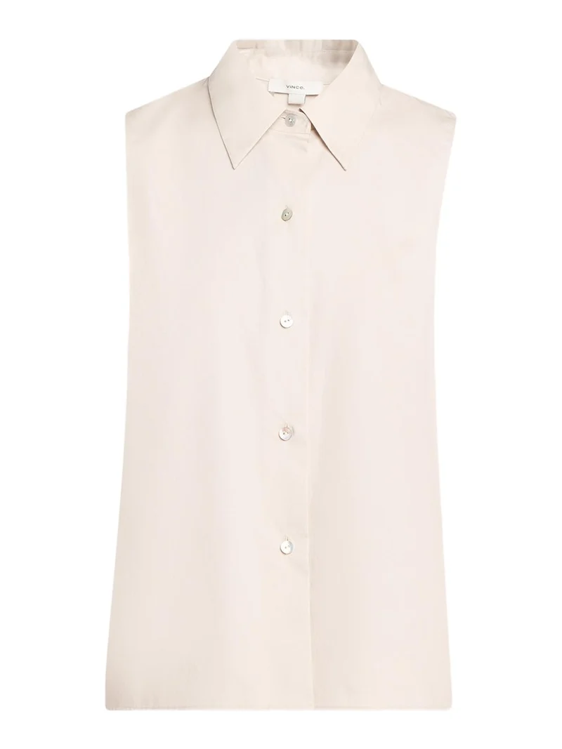 Sleeveless Buttoned Poplin Top Sleeveless Buttoned Poplin Top