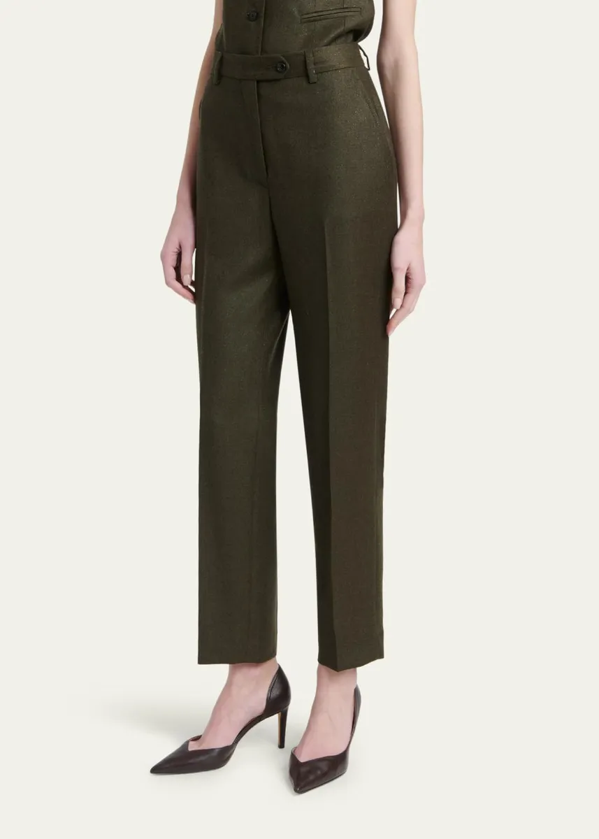 Kiton Shimmer Wool-Blend Straight Trousers | Thumbnail 4 Kiton Shimmer Wool-Blend Straight Trousers | Thumbnail 4
