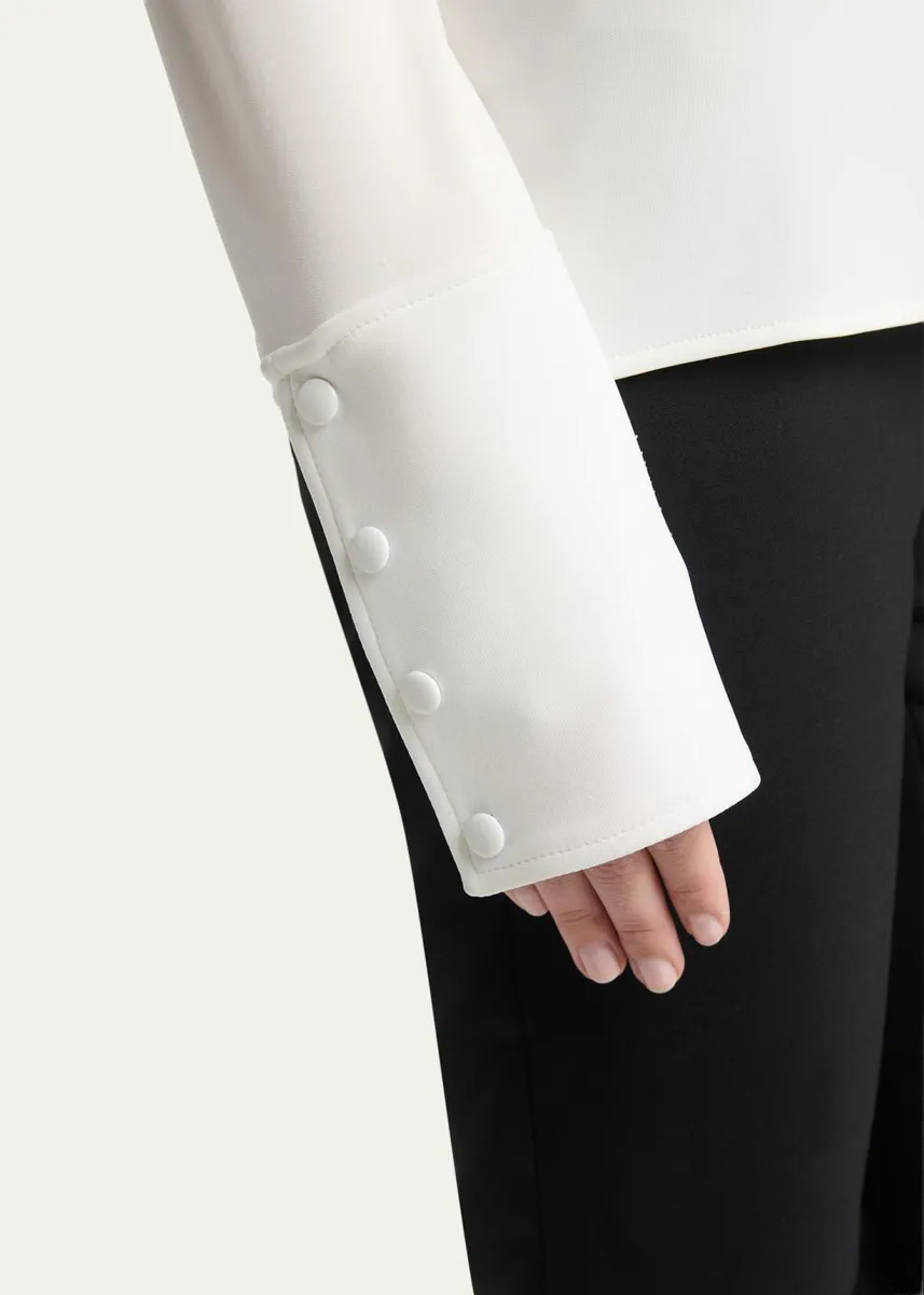 Courrèges Satin Scarf Collar Long Sleeve Blouse | Thumbnail 5 Courrèges Satin Scarf Collar Long Sleeve Blouse | Thumbnail 5
