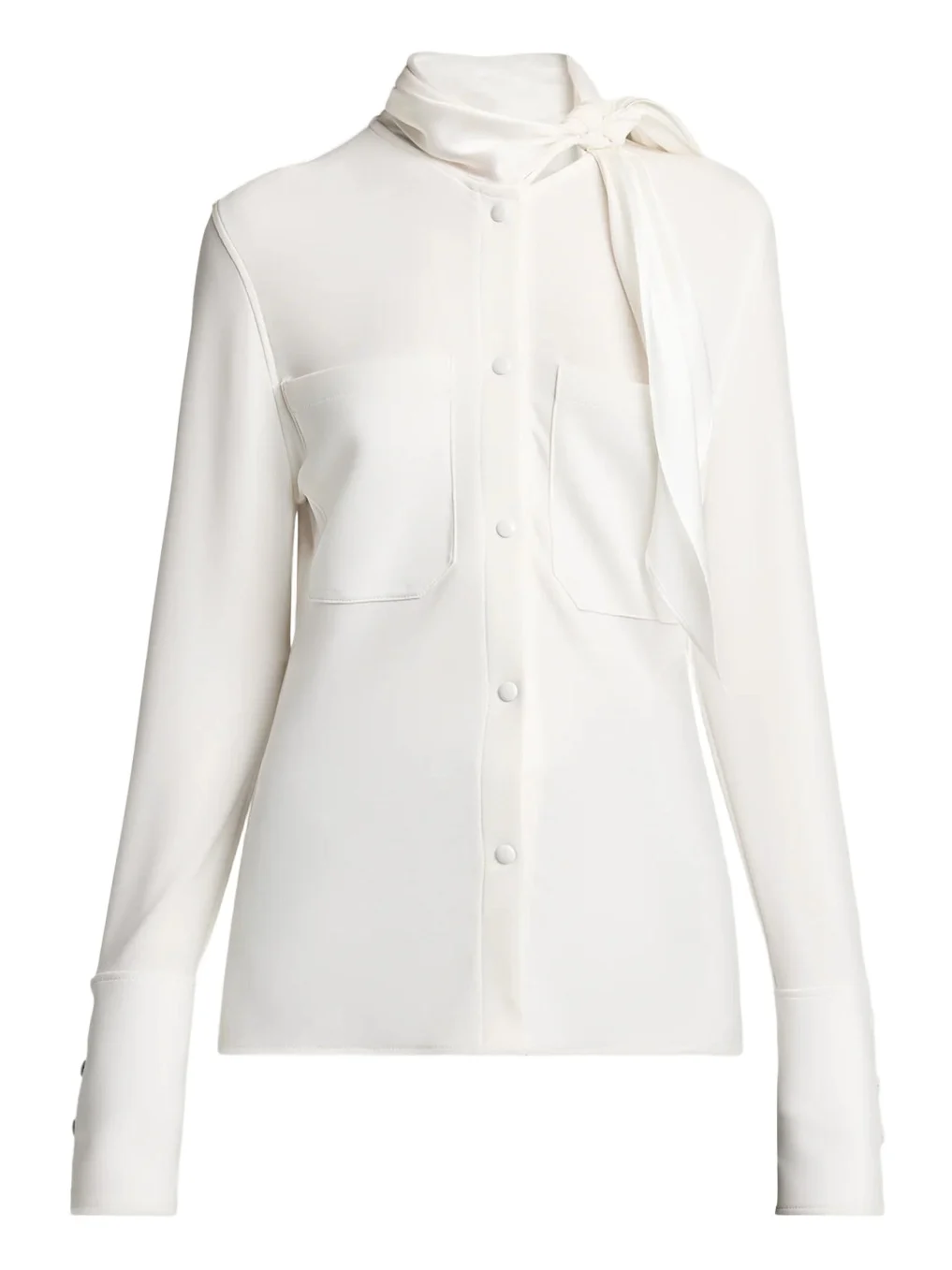 Courrèges Satin Scarf Collar Long Sleeve Blouse