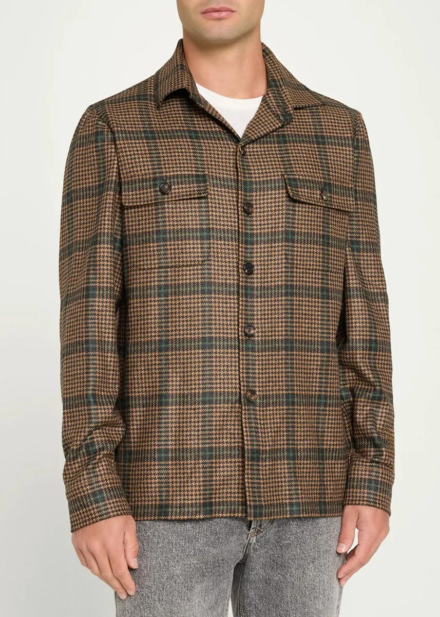Cesare Attolini Men's Cashmere Pied de Poule Overshirt | Thumbnail 8 Cesare Attolini Men's Cashmere Pied de Poule Overshirt | Thumbnail 8