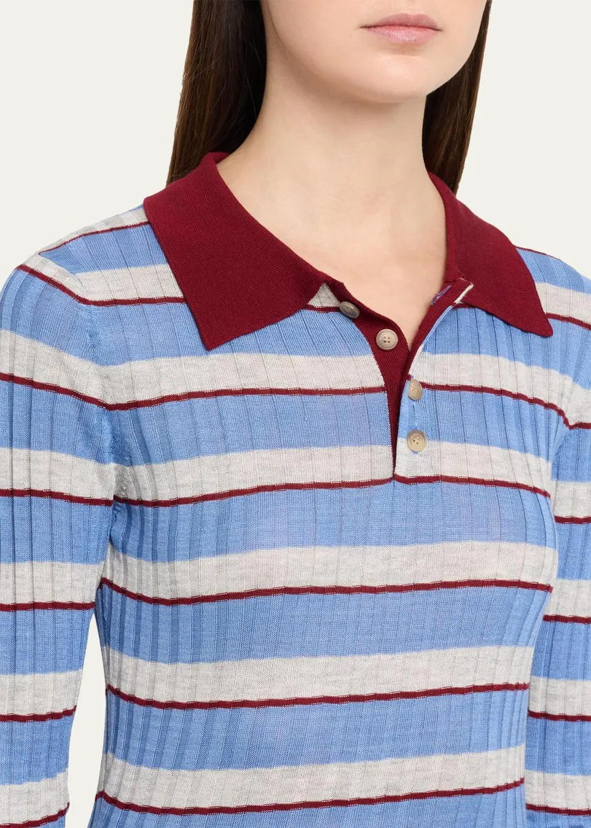 Brandon Maxwell Joni Knit Polo Long-Sleeve Shirt | Thumbnail 5 Brandon Maxwell Joni Knit Polo Long-Sleeve Shirt | Thumbnail 5