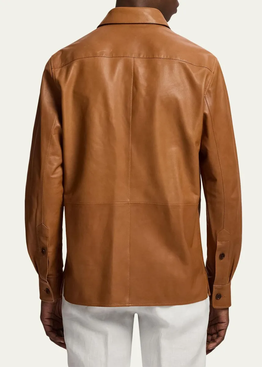Ralph Lauren Purple Label Men's Leather Overshirt | Thumbnail 3