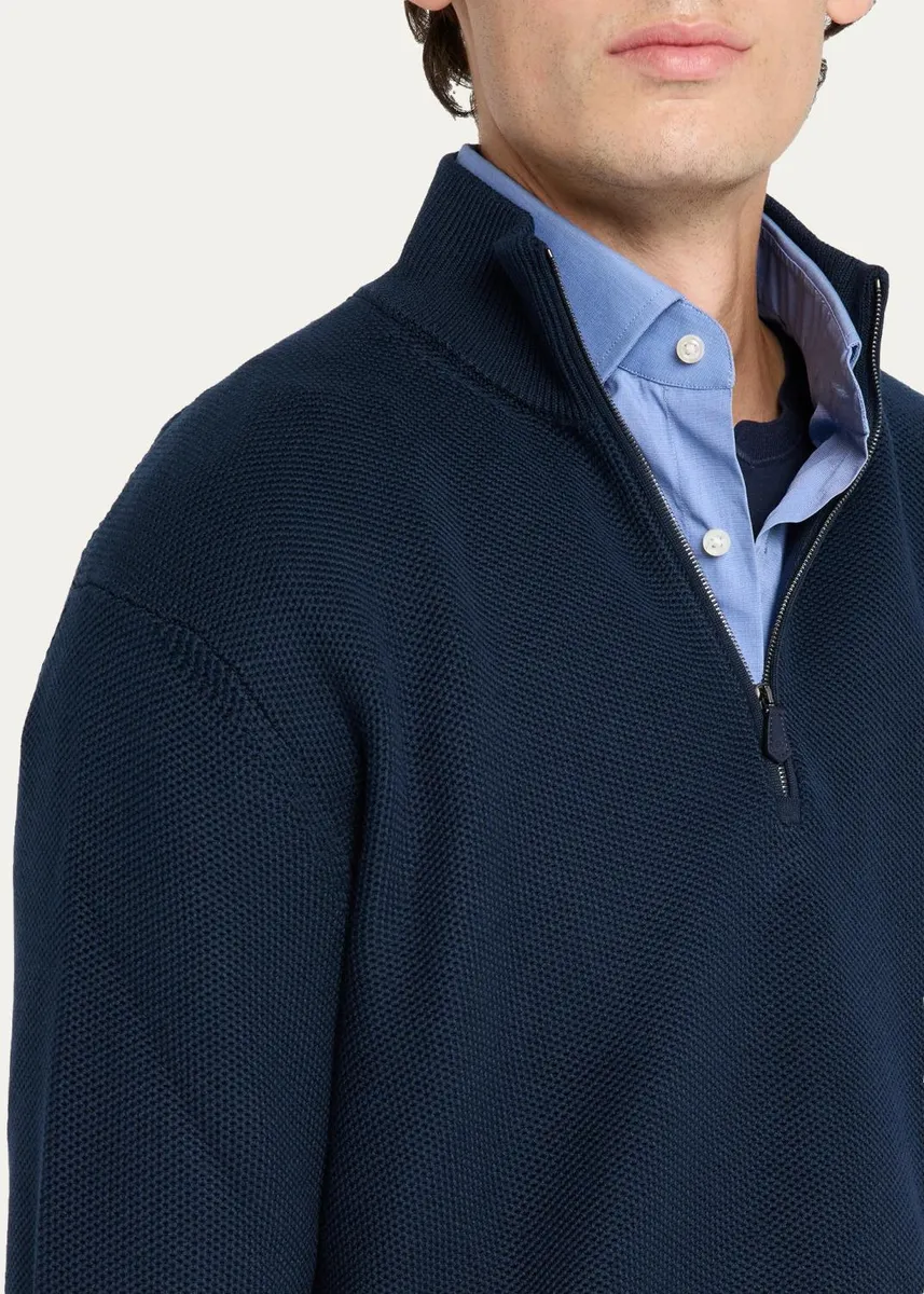Ralph Lauren Purple Label Men's Honeycomb Silk-Blend Quarter-Zip Sweater | Thumbnail 5 Ralph Lauren Purple Label Men's Honeycomb Silk-Blend Quarter-Zip Sweater | Thumbnail 5