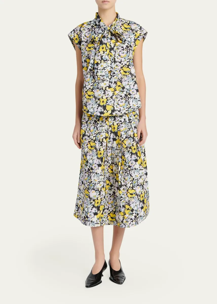 Marni Floral Tie-Neck Blouse | Thumbnail 2 Marni Floral Tie-Neck Blouse | Thumbnail 2