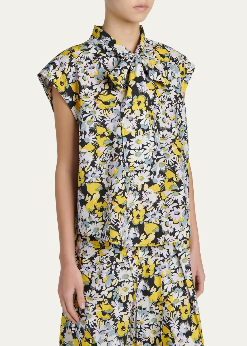 Marni Floral Tie-Neck Blouse | Thumbnail 4 Marni Floral Tie-Neck Blouse | Thumbnail 4
