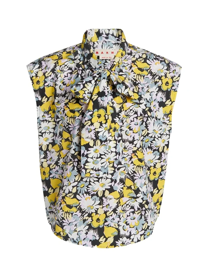 Floral Tie-Neck Blouse