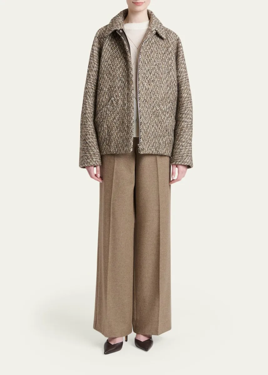Kiton Herringbone Wool Oversized Zip Jacket | Thumbnail 2 Kiton Herringbone Wool Oversized Zip Jacket | Thumbnail 2
