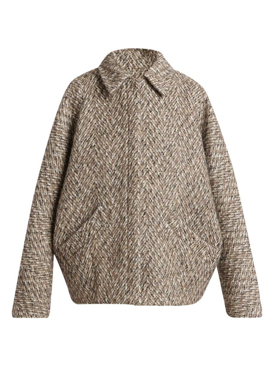 Herringbone Wool Oversized Zip Jacket Herringbone Wool Oversized Zip Jacket