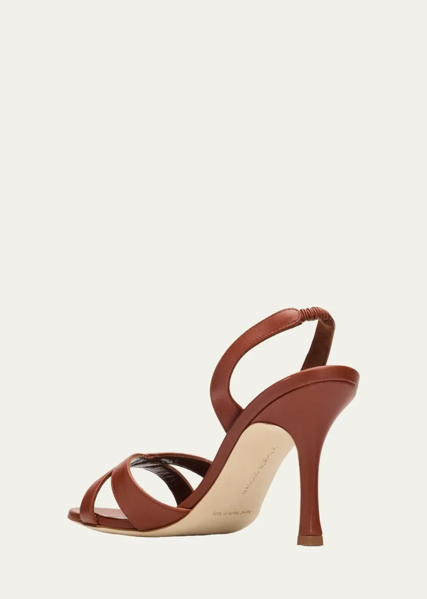 Manolo Blahnik 90mm Callasli Crossover Leather Slingback Sandals | Thumbnail 2
