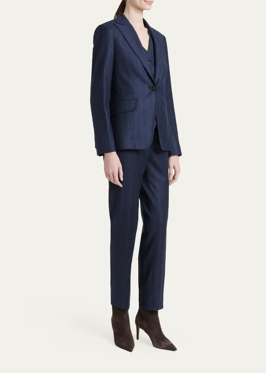Kiton Wool-Cashmere Pinstripe Single-Breasted Jacket | Thumbnail 2