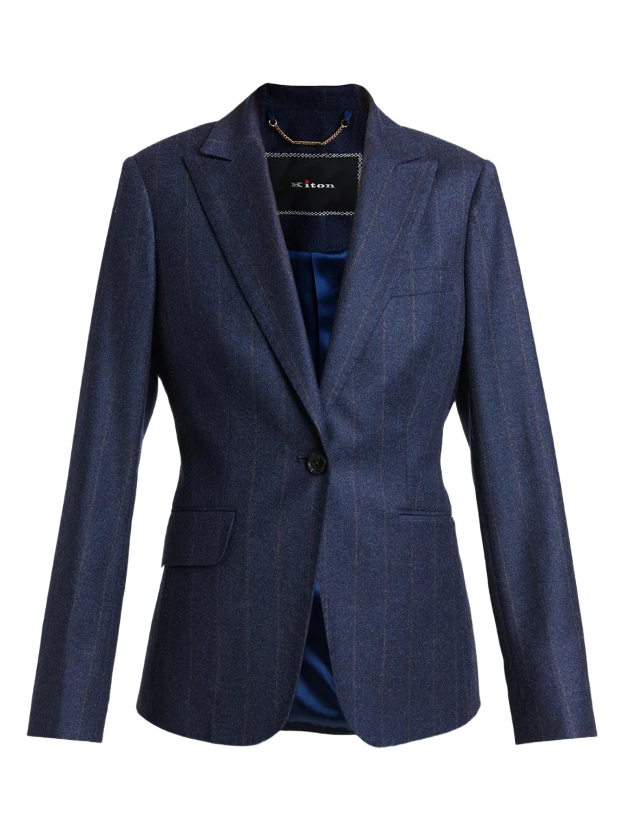 Wool-Cashmere Pinstripe Single-Breasted Jacket Wool-Cashmere Pinstripe Single-Breasted Jacket