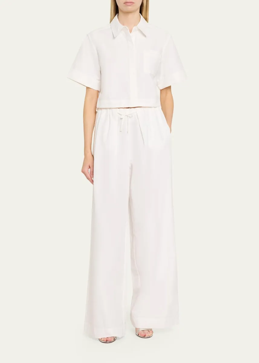 Simkhai Ryett Short-Sleeve Cropped Shirt | Thumbnail 2