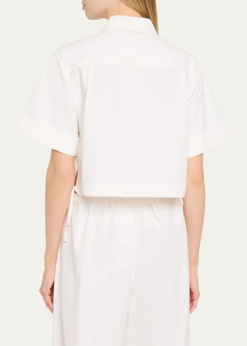 Simkhai Ryett Short-Sleeve Cropped Shirt | Thumbnail 3