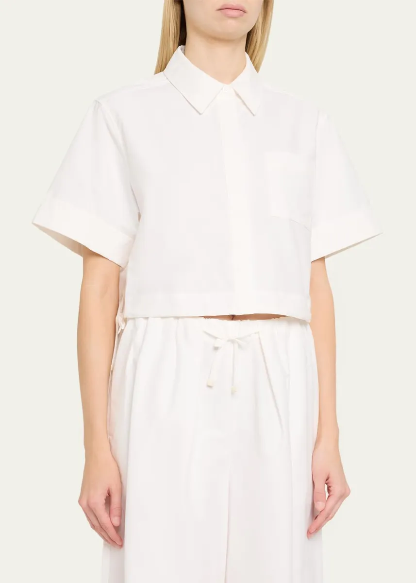 Simkhai Ryett Short-Sleeve Cropped Shirt | Thumbnail 4