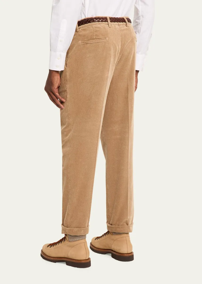 Brunello Cucinelli Men's Corduroy Tapered Leg Single-Pleated Pants | Thumbnail 3 Brunello Cucinelli Men's Corduroy Tapered Leg Single-Pleated Pants | Thumbnail 3