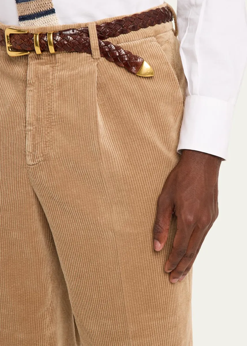 Brunello Cucinelli Men's Corduroy Tapered Leg Single-Pleated Pants | Thumbnail 5 Brunello Cucinelli Men's Corduroy Tapered Leg Single-Pleated Pants | Thumbnail 5