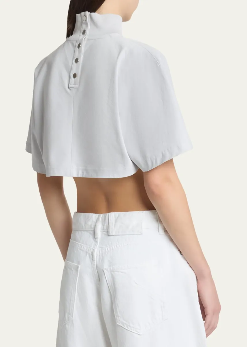 ALAÏA Turtleneck Short-Sleeve Crop T-Shirt | Thumbnail 3 ALAÏA Turtleneck Short-Sleeve Crop T-Shirt | Thumbnail 3