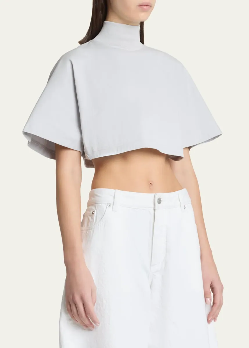 ALAÏA Turtleneck Short-Sleeve Crop T-Shirt | Thumbnail 4 ALAÏA Turtleneck Short-Sleeve Crop T-Shirt | Thumbnail 4