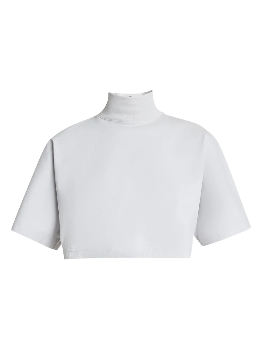 ALAÏA Turtleneck Short-Sleeve Crop T-Shirt