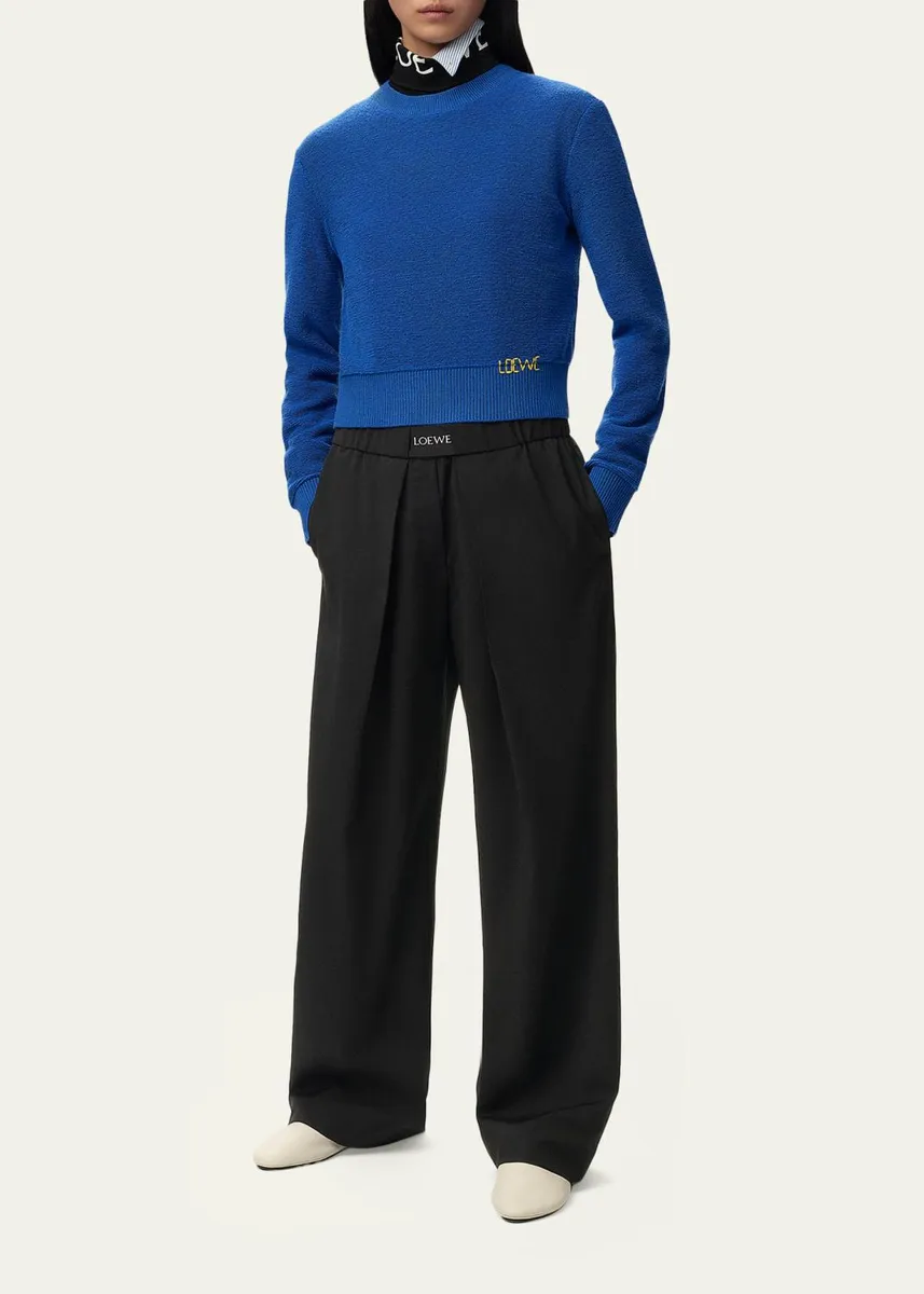 Loewe Logo Waist Asymmetric Pleated Pants | Thumbnail 2