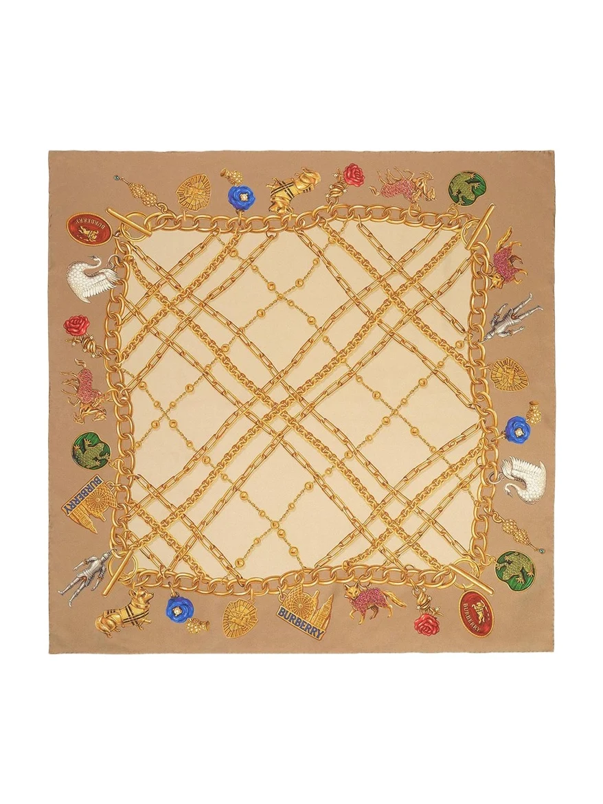 Check Charm Silk Scarf