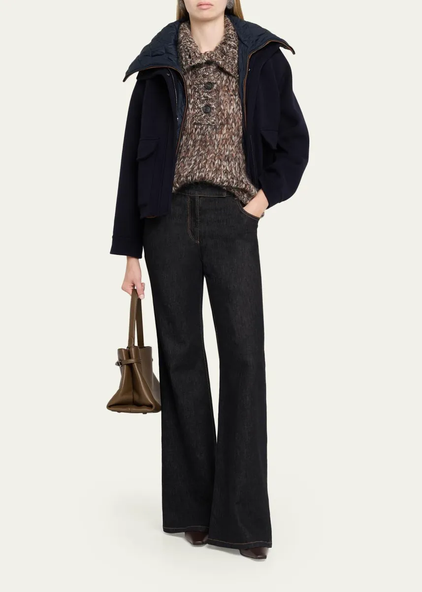 Brunello Cucinelli No Fade Stretch Denim Flared Jeans | Thumbnail 2 Brunello Cucinelli No Fade Stretch Denim Flared Jeans | Thumbnail 2