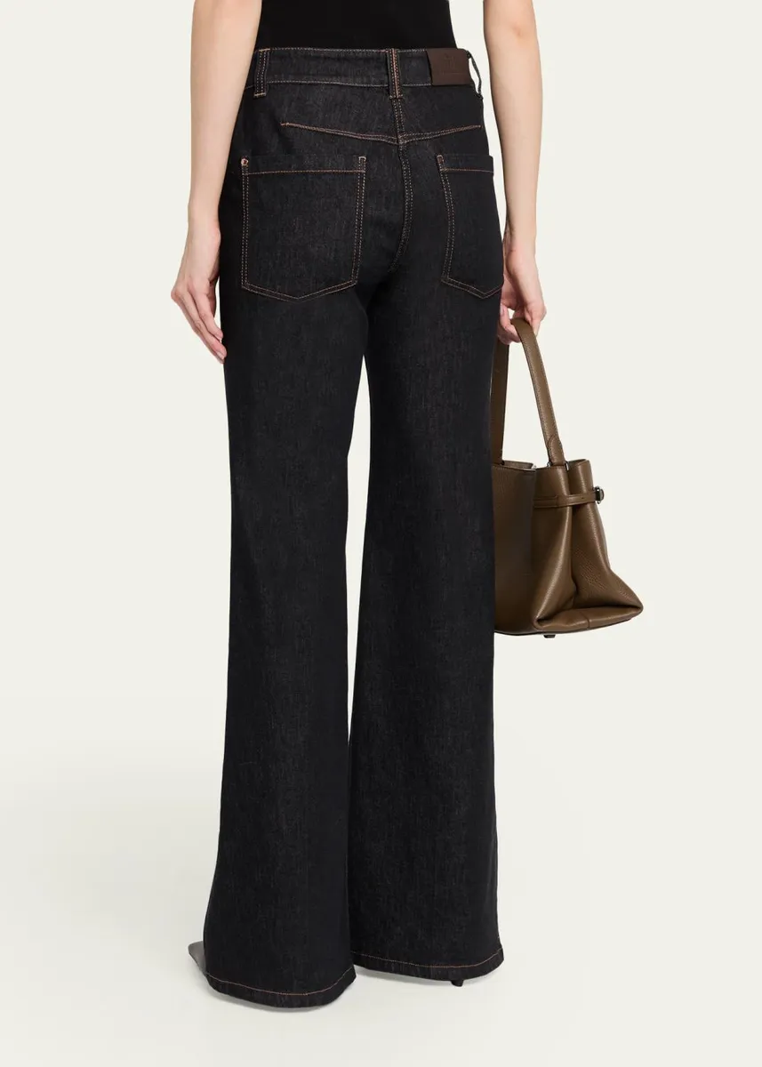Brunello Cucinelli No Fade Stretch Denim Flared Jeans | Thumbnail 3 Brunello Cucinelli No Fade Stretch Denim Flared Jeans | Thumbnail 3