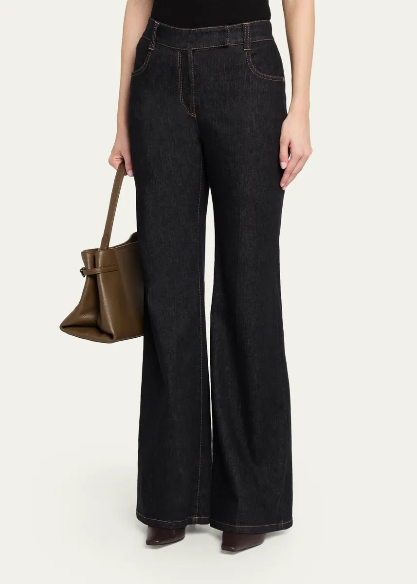 Brunello Cucinelli No Fade Stretch Denim Flared Jeans | Thumbnail 4 Brunello Cucinelli No Fade Stretch Denim Flared Jeans | Thumbnail 4