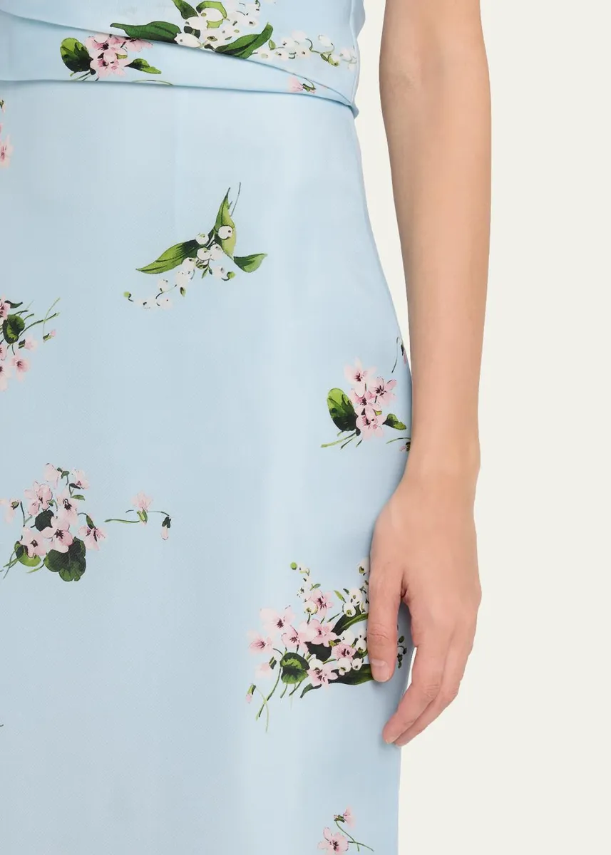 MONIQUE LHUILLIER Strapless Posie Print Silk Midi Cocktail Dress | Thumbnail 5 MONIQUE LHUILLIER Strapless Posie Print Silk Midi Cocktail Dress | Thumbnail 5