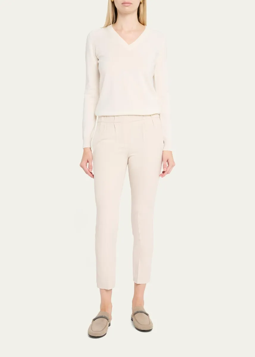 Brunello Cucinelli Silk Crepe Slim-Leg Ankle Pull-On Pants | Thumbnail 2 Brunello Cucinelli Silk Crepe Slim-Leg Ankle Pull-On Pants | Thumbnail 2