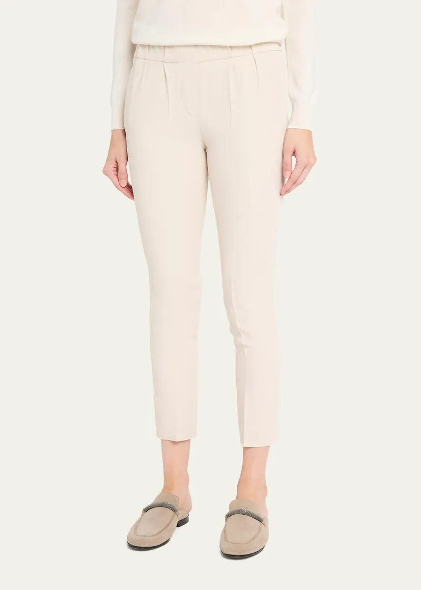 Brunello Cucinelli Silk Crepe Slim-Leg Ankle Pull-On Pants | Thumbnail 4 Brunello Cucinelli Silk Crepe Slim-Leg Ankle Pull-On Pants | Thumbnail 4