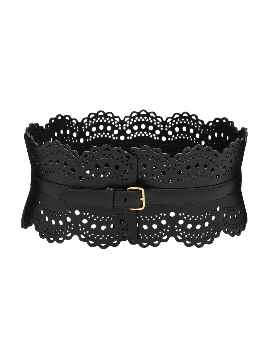Vienne Lasercut Leather Corset Belt