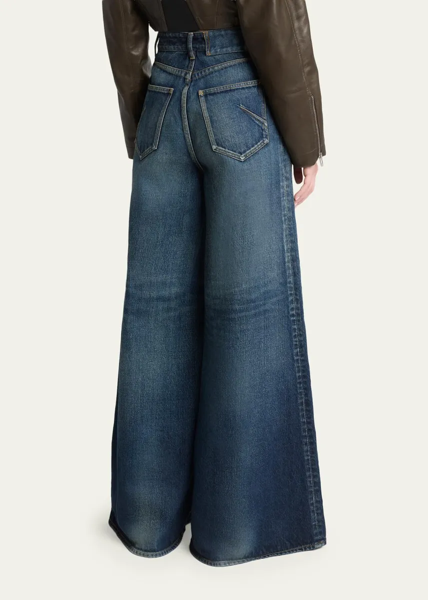 ALAÏA High-Rise Denim Wide-Leg Palazzo Pants | Thumbnail 3