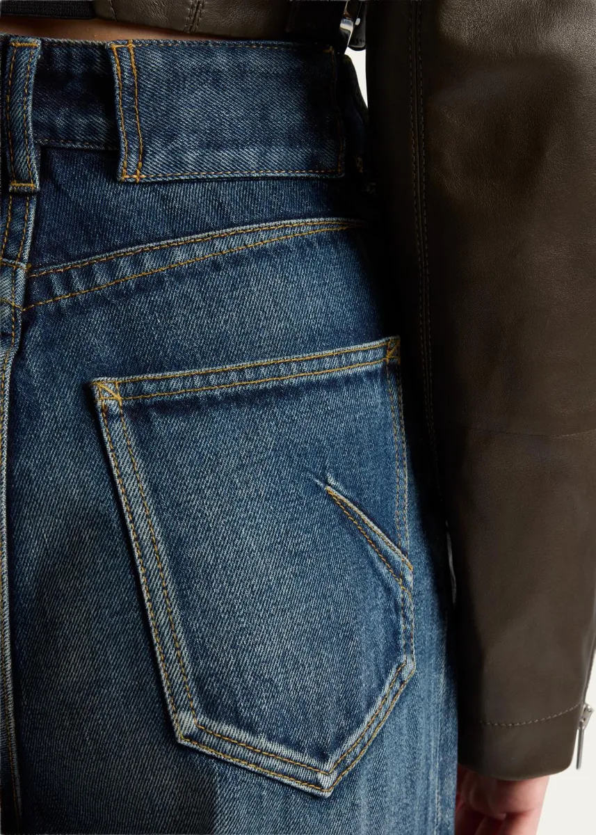 ALAÏA High-Rise Denim Wide-Leg Palazzo Pants | Thumbnail 5